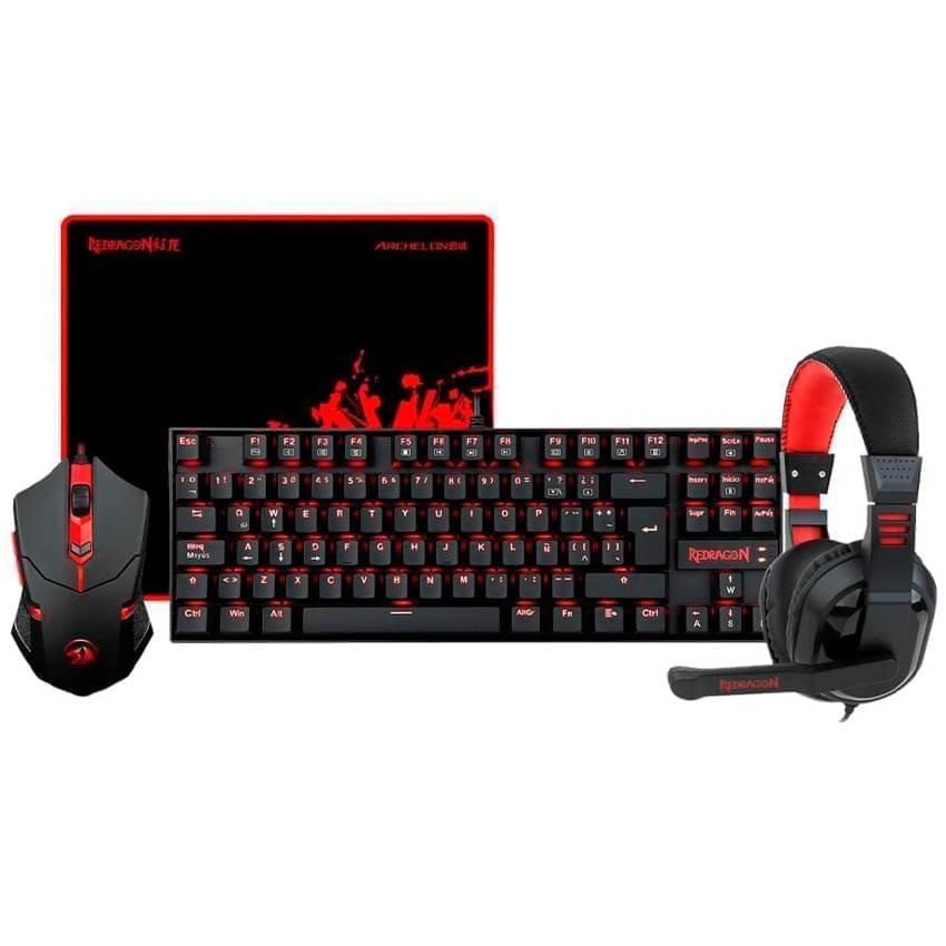 Combo Teclado Mouse Auricular Pad Redragon K552-Bb-2 Ps4